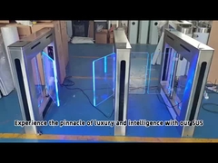 Zento 공간 절약형 스윙 게이트 회전식 개찰구 슬림 디자인 양방향 접근 통제 LED 표시등 포함